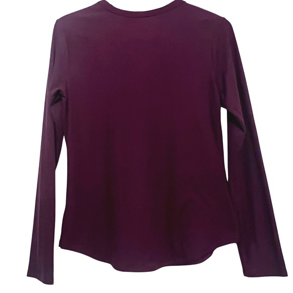 Women's Long Sleeve Ribbed Layering T‑Shirt Maroon | Minimalist Casual XL - Picture 2 of 8